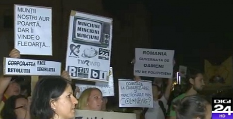 A cincia zi de proteste la București și în țară- televiziunile centrale tac- Gold Corporațion a cumpărat publicitatea la posturile tv