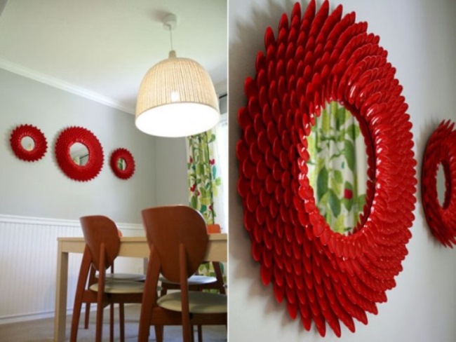 Cum faci o rama decorativa handmade din linguri de plastic » rama crizantema handmade pentru ceas perete din linguri plastic