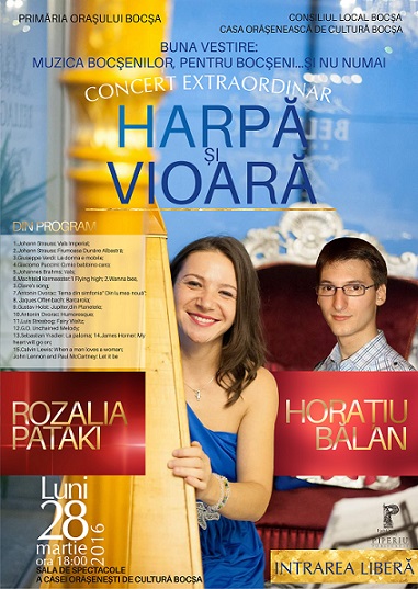 Concert de harpa si vioara Bocsa