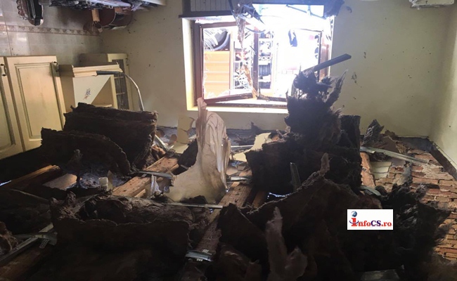 O casa din Oravita a explodat din cauza unei butelii