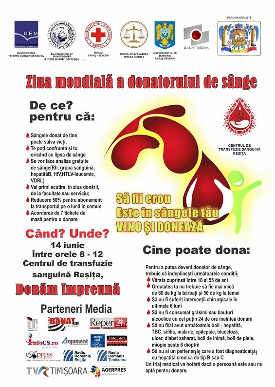 Campanie de donare in 14 iunie – Ziua mondială a donatorului de sânge