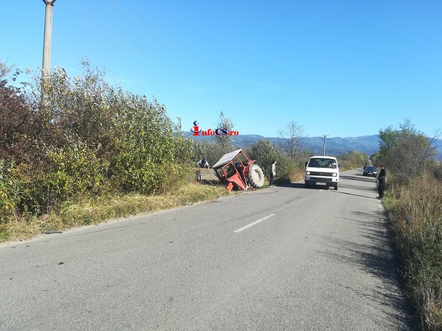 Accident cu tractor rupt si BMW praf langa Caransebes VIDEO