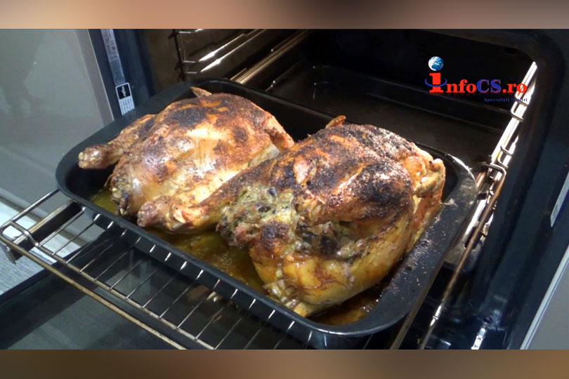 Pui umplut, la cuptor, cu garnitură de ciuperci VIDEO  Chicken stuffed in oven with mushroom topping