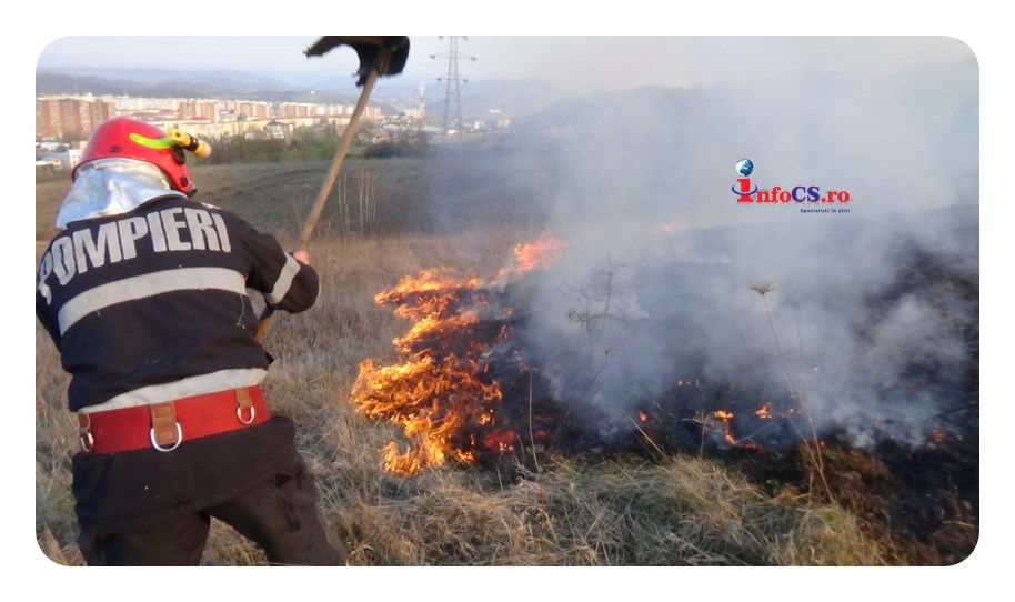 Incendii violente de vegetatie la marginea Resitei VIDEO