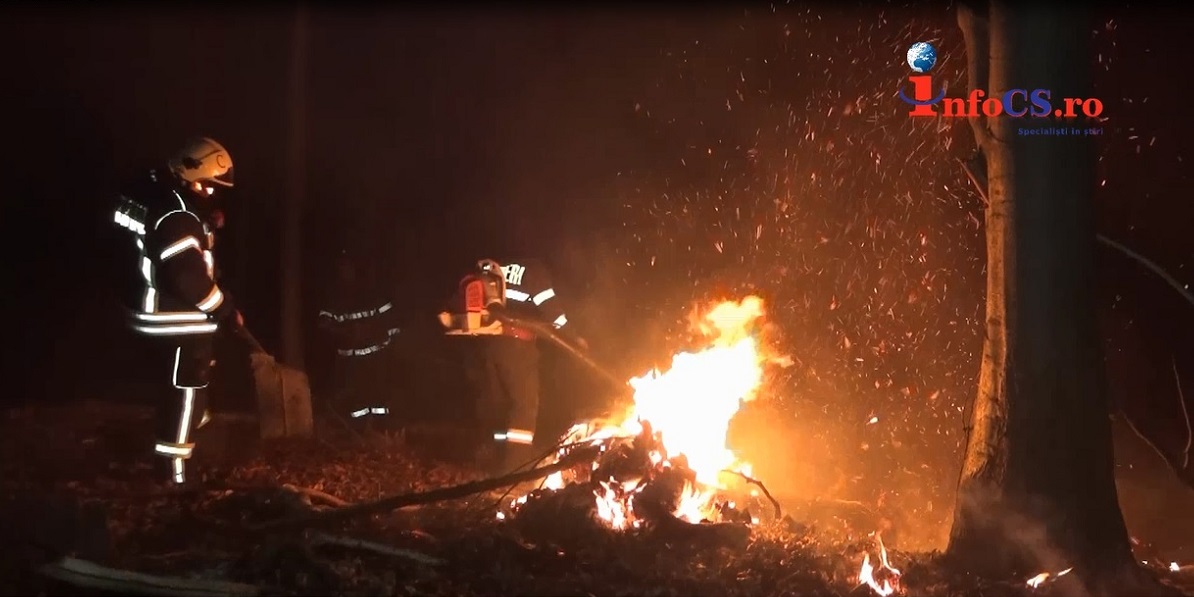 Incendiu de vegetaţie şi de pădure pe Dealul Ciorii lângă Reşița EXCLUSIV VIDEO