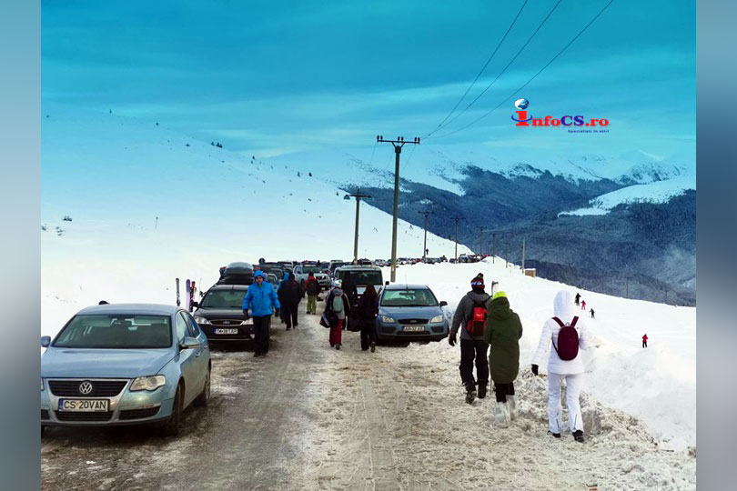 De pe pârtia de schi, la spital – Intervenție îngreunată din cauza mașinilor parcate pe Muntele Mic VIDEO