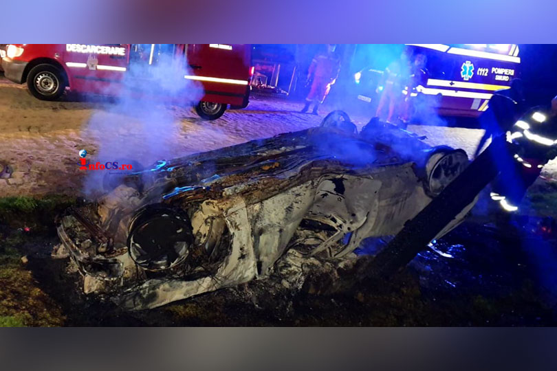 Accident mortal cu șoferul carbonizat la ieșirea din Târnova VIDEO