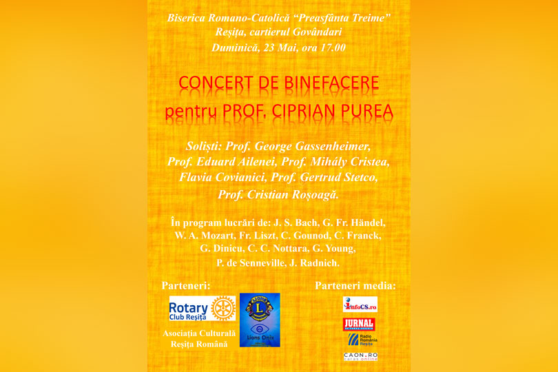 O mana de ajutor pentru profesorul Ciprian Purea de la artiștii reșițeni – Concert de binefacere VIDEO