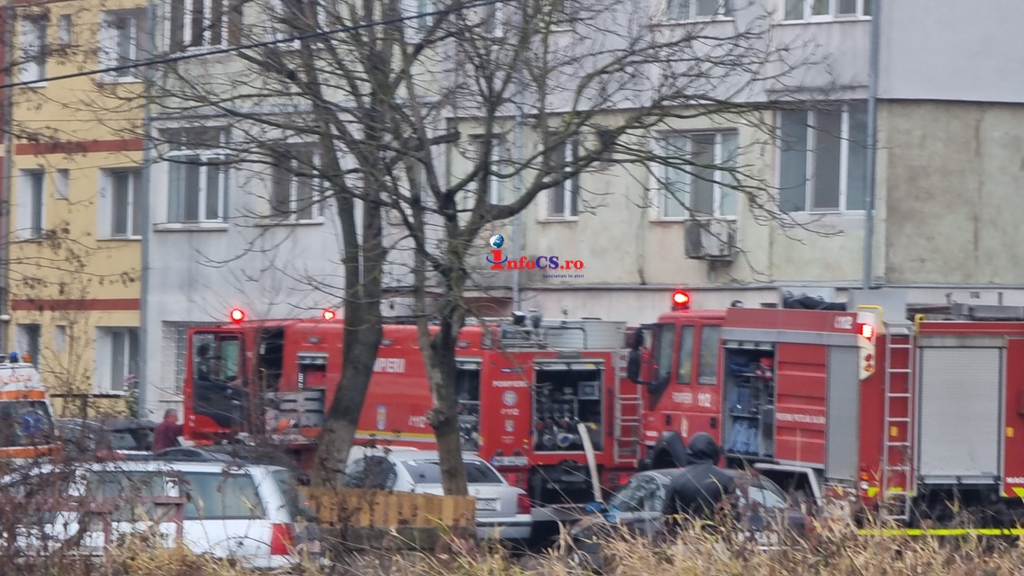 Incendiu de apartament la Resita – Un televizor a luat foc in timp ce funcționa VIDEO EXCLUSIV